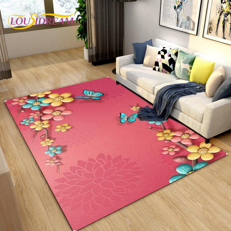 3D Nordic Flower, Daisy Area Rug,Carpet Rug for Living Room Bedroom Sofa Doormat Kitchen Decoration,Kids Play Non-slip Floor Mat