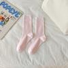 Female Summer Thin Simple Pure Color All Build Vertical Bar Wicking High Tube Cotton Socks