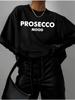 Übergroßes T-Shirt mit Prosecco-Print