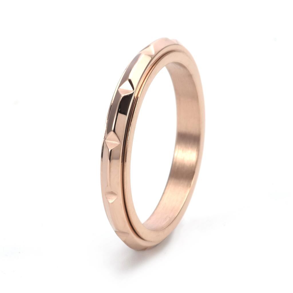 3MM Ultra Thin Rose Gold Titanium Steel Rotating Bamboo Knot Ring for Women Minimalist Jewelry Hypoallergenic Wedding Gift