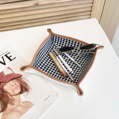 Nordic Style Canvas Leather Catch All Tray Square Empty Pocket for Keys Jewelery Ring Trinket Modern Entrance Entry Keychains Jeweler Object Receiver