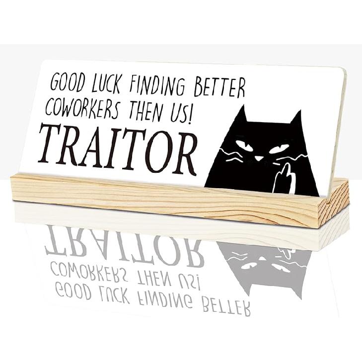 Flying Monkeys Sign,Funny Office Desk Decor,Wicked Desk Accessories,Don t Make Me Unleash the Flying Monkeys Traitor(black cat)