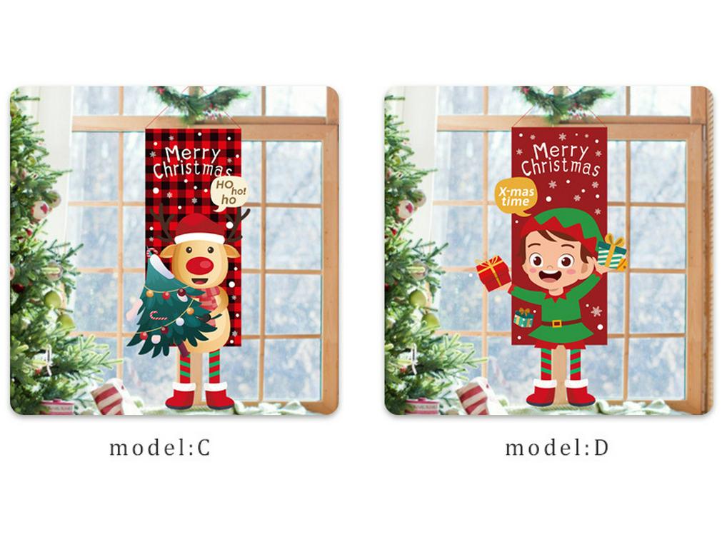 Striscione Appeso Decorazione Murale con Bambola Cartone Animato di Natale e Gambe Lunghe