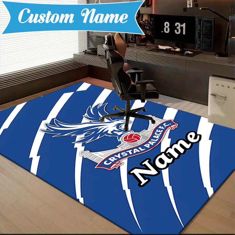 Custom Name Crystal Palace Crest Art Rug Game Carpet, Floor Mat for Bedroom Living Room Entryway Rug, Home Decor Idea Gift for Christmas Birthday