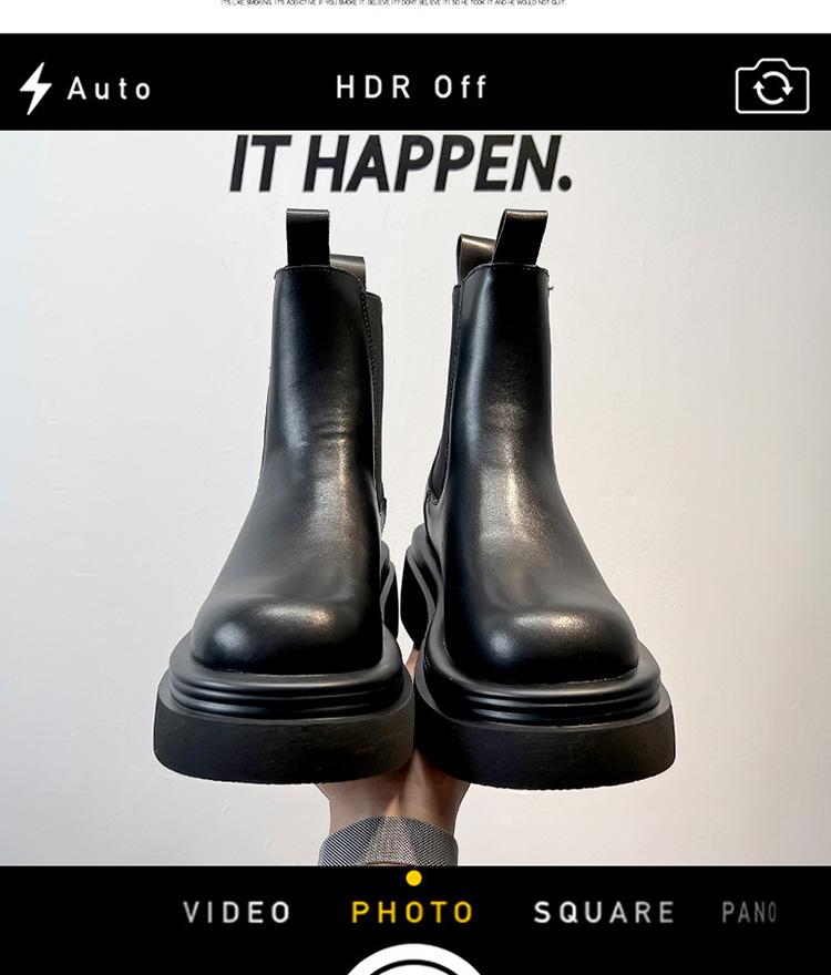 Men's Trendy High-End Retro Chelsea Boots - British Style, Thick-Soled, High-Top Leather Martin Design 5015-A.