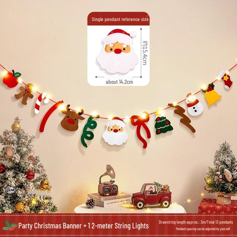 Christmas Tree Hanging Ornaments & Festive Decorations with Atmosphere Lights & Pull Flowers