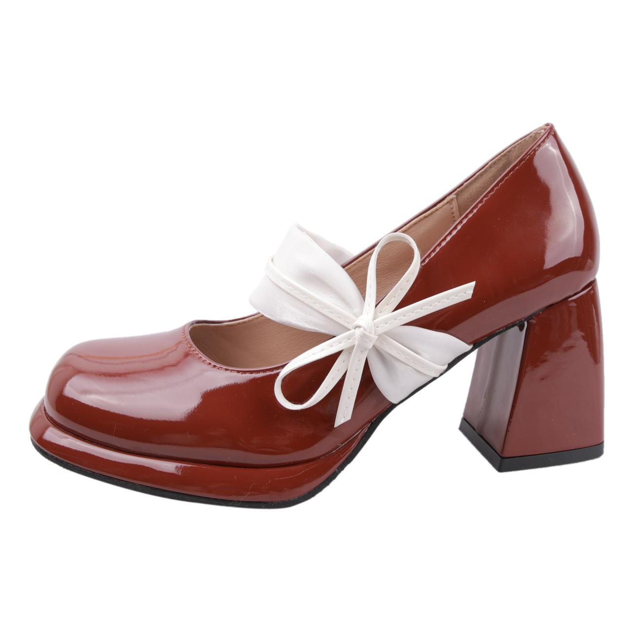 

Туфли на высоком каблуке женские туфли Мэри Джейн на толстом каблуке весна 2025 новые модные нескользящие туфли на высокой платформе 39