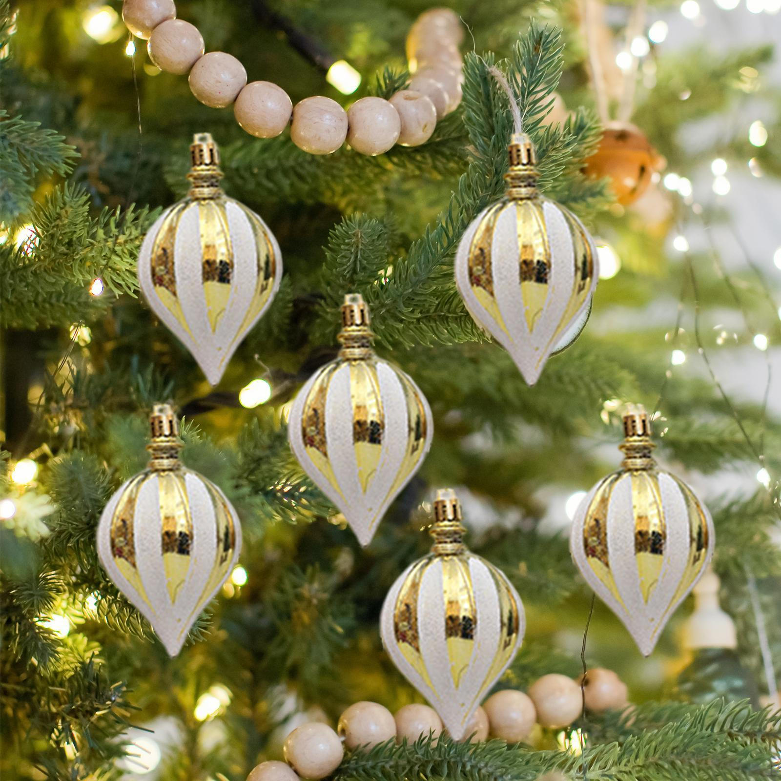 

6 шт. Рождественские шары, украшения для елки, декоративные безделушки золотой