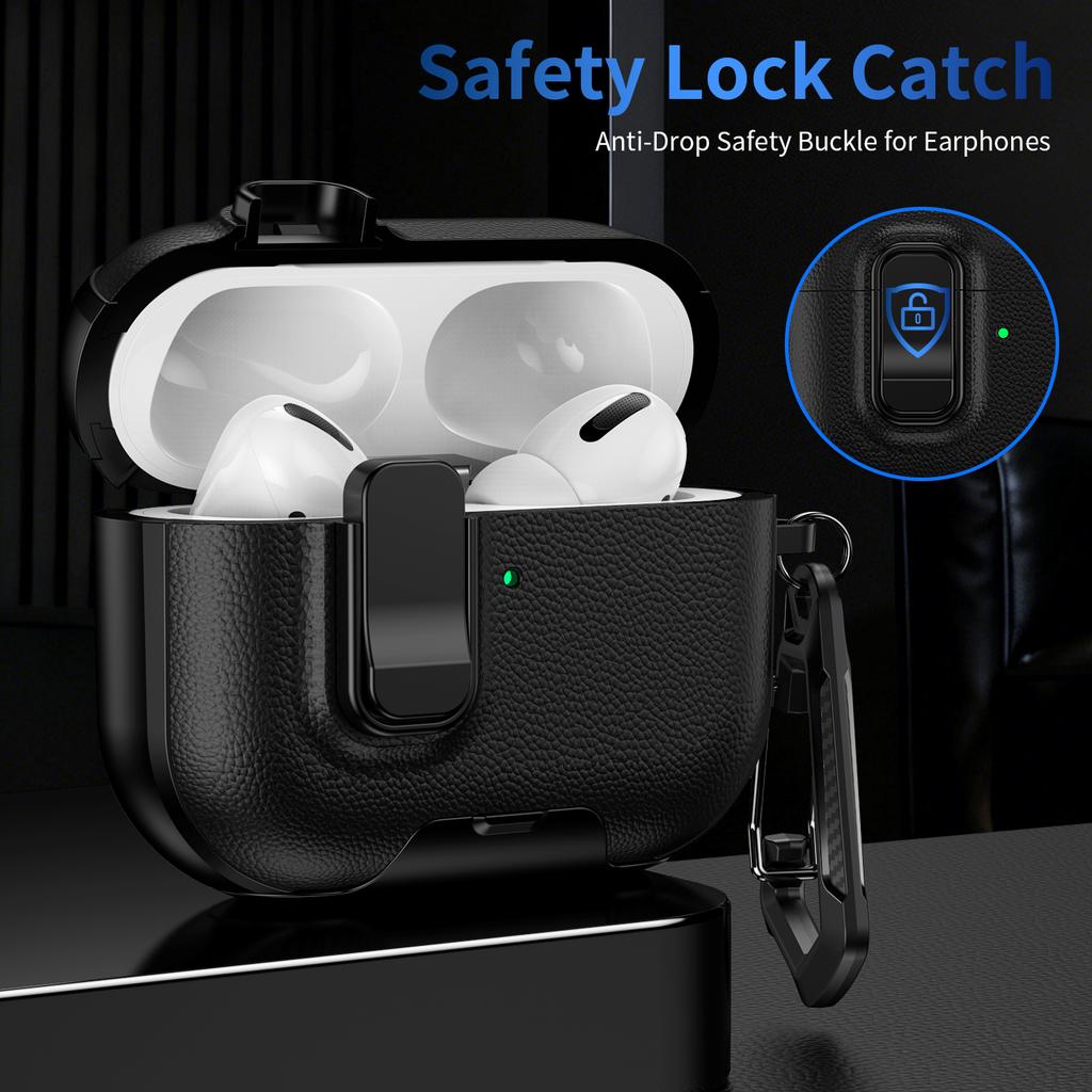 For AirPods Pro 3 Case with Stand Dual Color Texture TPU + PC Earphone Cover with Lock Buckle and Carabiner