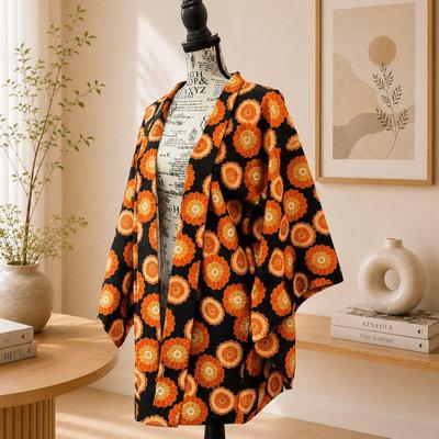 Used Vintage Pure Silk Haori Meisen Kimono Coat For Clothes Japanese Modern Antique Kimono Retro Everyday Use Stylish Layering Outerwear Overseas