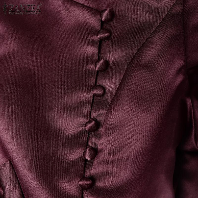 ZANZEA Women Casual V-Neck Summer Short Sleeve Blouse