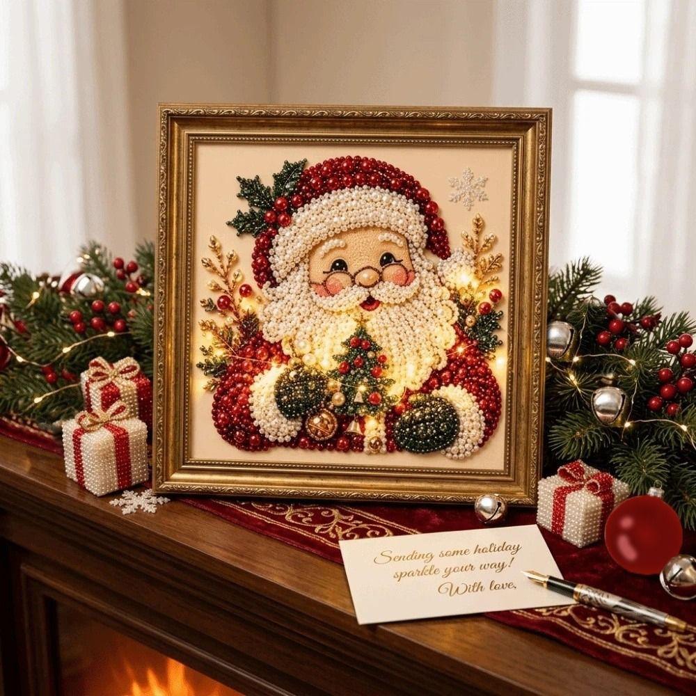 Santa Claus Christmas Rhinestone Painting Art Kit Santa Crystal Painting Set Beginner Friendly
