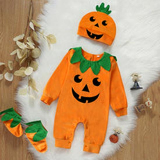 2025 Halloween Pumpkin Long Sleeve Baby Onesie Romper