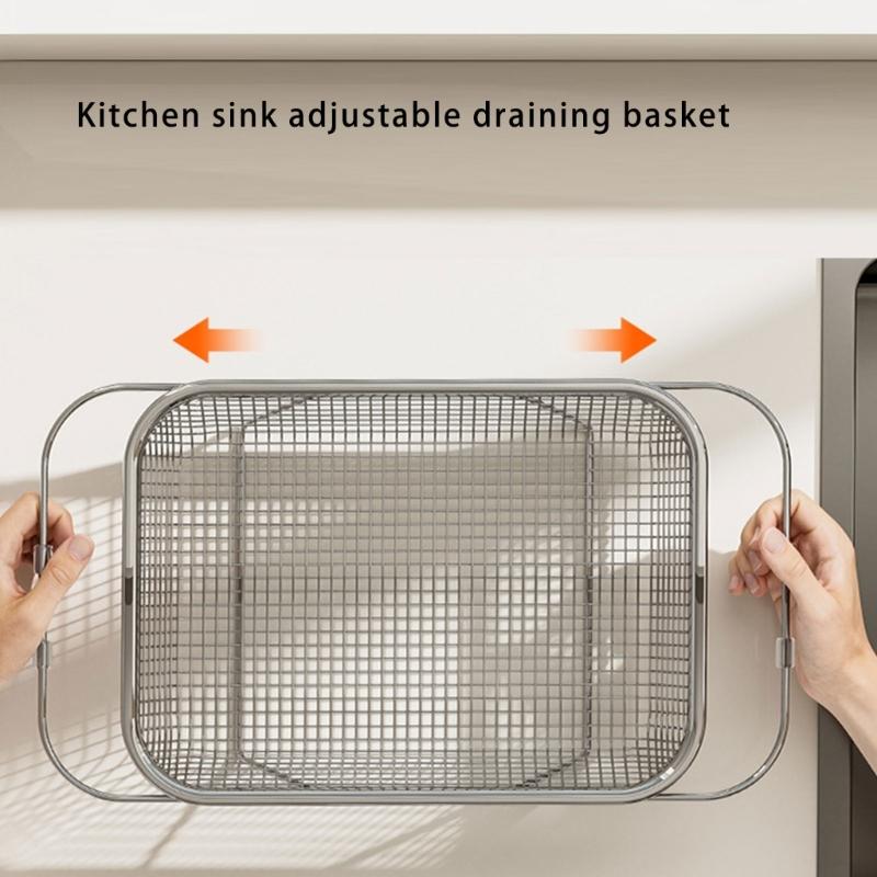 Space Saving Expandable Sink Drainer Basket Stainless Steel Dish Rack Drying Organizers for Kitchen Counter