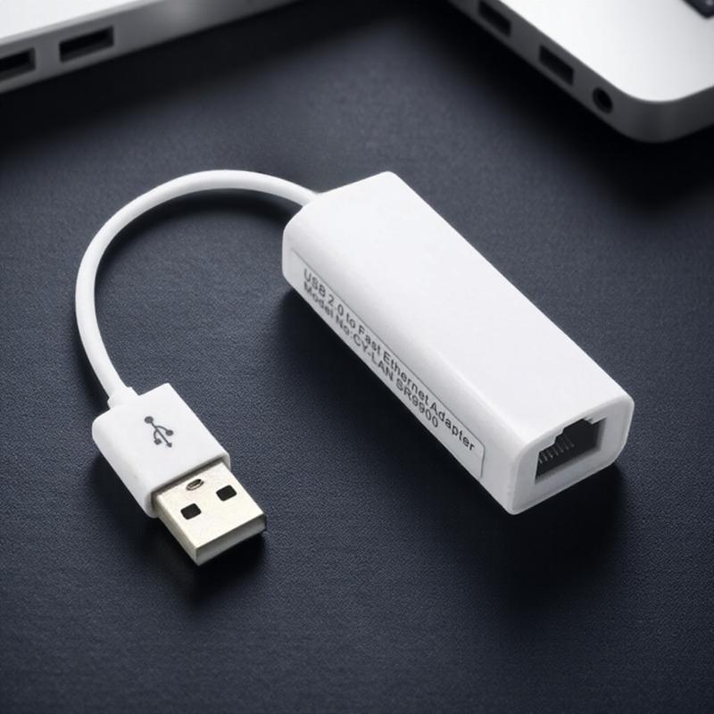 

100Mbps USB 2.0 to RJ45 Ethernet Adapter for Mac Windows PC Tablet Android Plug and Play High Speed Network Connector білий