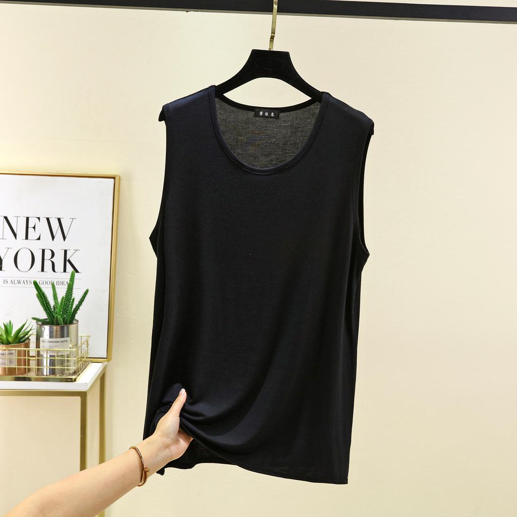 Modal loose vest men's summer new solid color casual and comfortable round neck seamless bottoming top