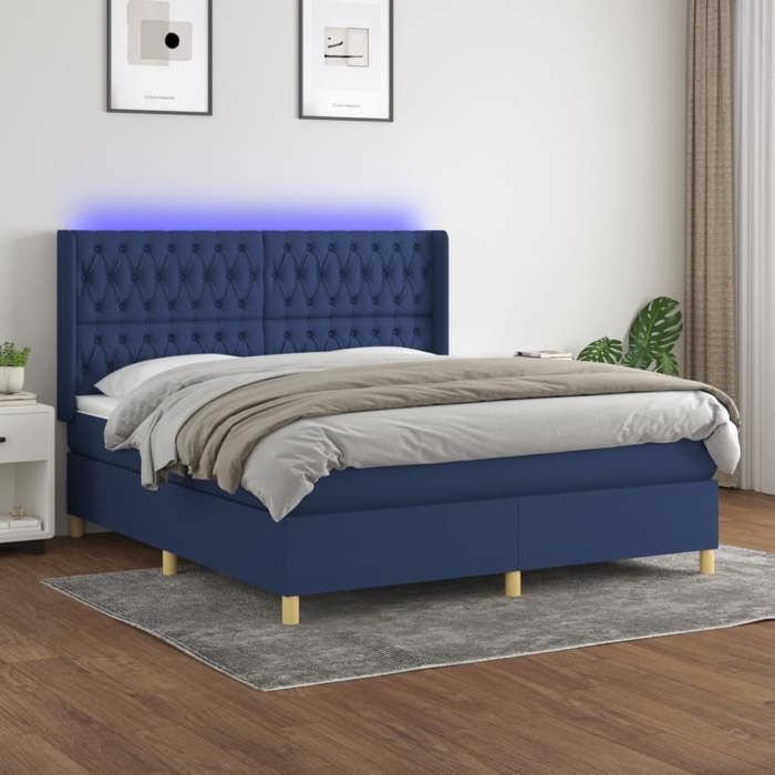 VidaXL Sommier à Lattes de Lit avec Matelas et LED, Lit Rembourré, Lit Double, Lit Adulte de Chambre à Coucher Intérieur, 3139139