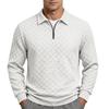 Mens Hoodie Fall Winter Zip Checkered Jacquard Polo Shirt Loose Fit Heavyweight Casual Top