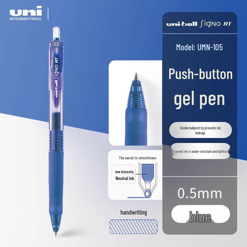 Mitsubishi UMN-138/105 Click Gel Pen (0.38mm) & Ballpoint Pen (0.5mm) for Office/Student Use