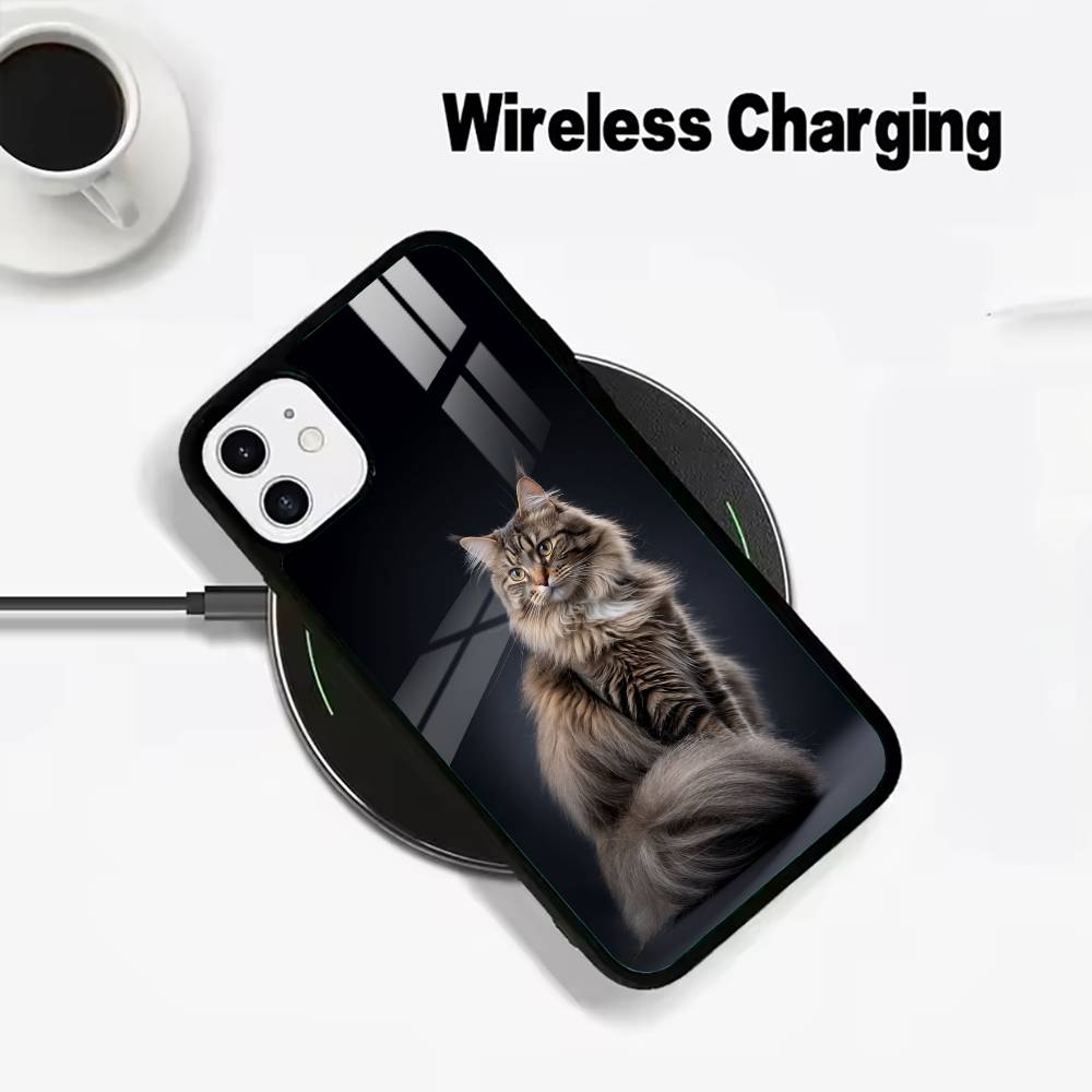 

Majestic -Cute Maine Coon For IPhone17 16 15 14 13 12 11 Plus Pro Max Plus Wireless Charger Phone Case iPhone12