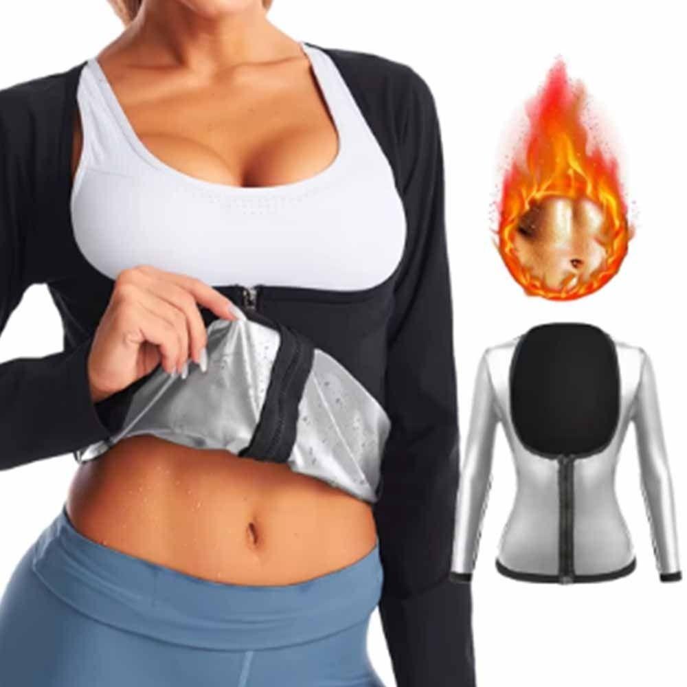 Hot Polymer Waist Trainer Vest Zipper Design Body Shaper Body Shaping Sauna Suit Shirt  Women