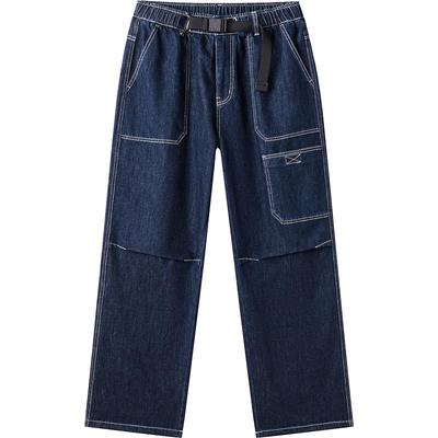 NVG·YOUNG Men's Spring Blue Washed Loose Straight-Fit Denim Jeans
