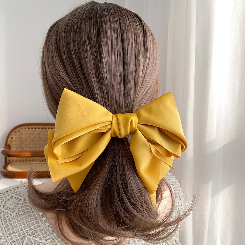 

Latest Fashion Barrette For Women Girls High Quality Multi-Layer Big Hair Clip Hairpin Bow Knot Satin Solid Color Accessories Popular