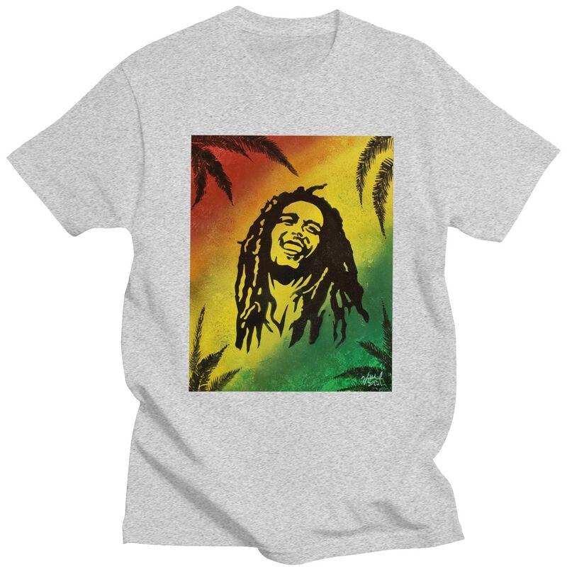 Custom Jamaica Reggae Rock Bob Marley T Shirts for Men 100 Cotton Tee Tops Tshirt Casual Tshirt Clothes