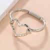 1pc European And American Style Fashion Alloy Open Heart Shaped Bracelet For Women, Versatile Street Style Web Celebrity Hand Chain Valentines