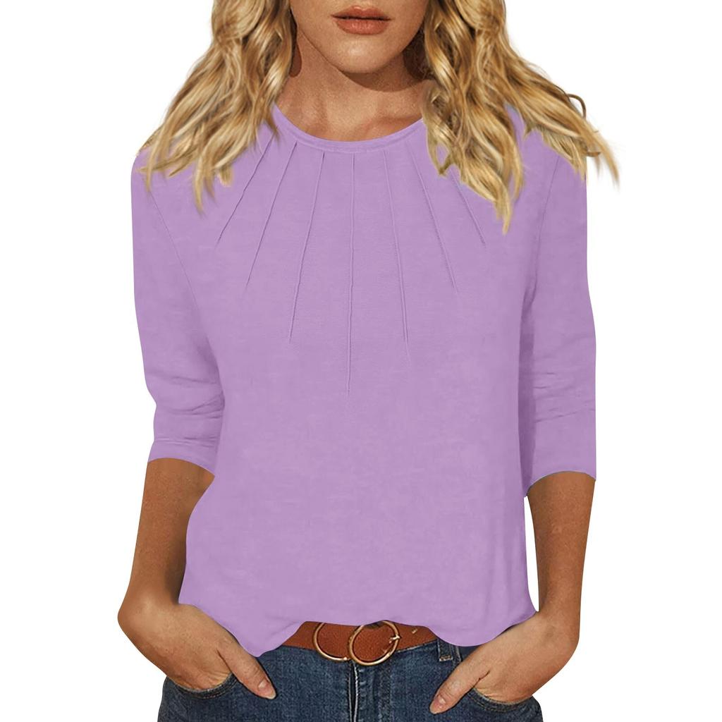 Women's Fashion Daily Versatile Casual O-Neck Three Quarter Sleeve Top