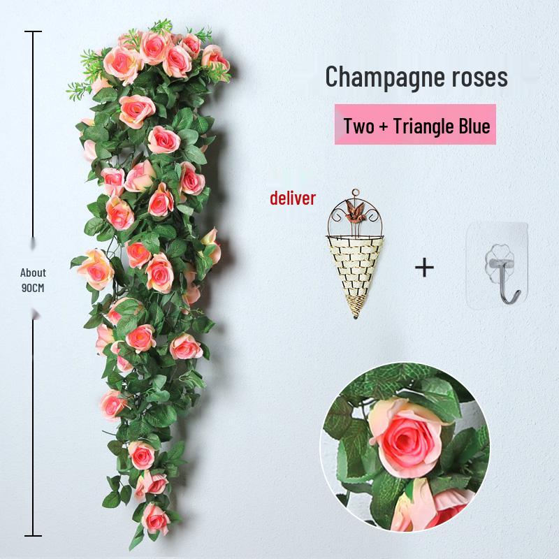 Decorazione con Rampicante di Rose da Appendere a Parete per Interni - Cesto di Fiori Artificiali per Soggiorno