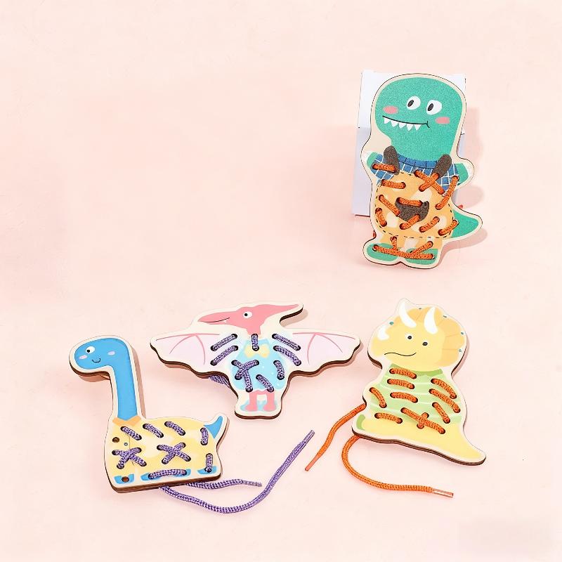 Wooden Lacing Toys Montessori Sensory Toys Sewing Cards Lacing Playing Game for Kid Preschool Learning Activity Fine Motor Skill