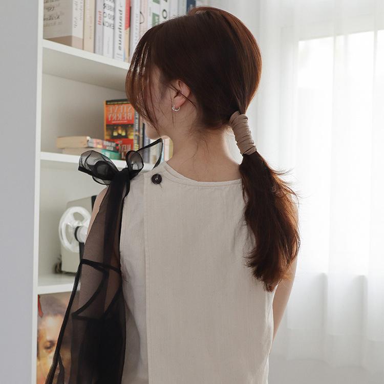 Japanese Style PU Leather Hair Tie Scrunchie with Shapeable Ribbon, Available In Three Colors