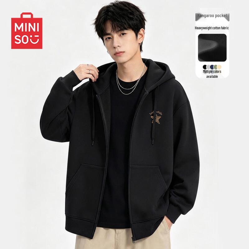 MINISO Men's Heavyweight Hooded Zipper Cardigan