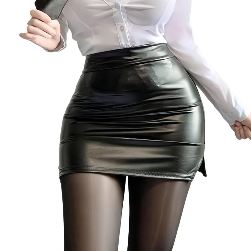 Módní sexy kožené sukně nadměrné velikosti kožené sukně ženy ležérní nošení s vysokým pasem pracovní kancelářské minišaty krátká sukně pro ženy