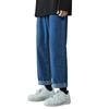 Men Summer Everyday Jeans Mid-rise Zipper Button Fly Denim Pants Straight Wide Leg Trousers Pockets Design One Tone Long Pants