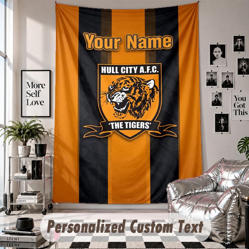 Wall Hanging Tapestry With Custom Name & Text, Hull FC Decorative Tapestry For Bedroom