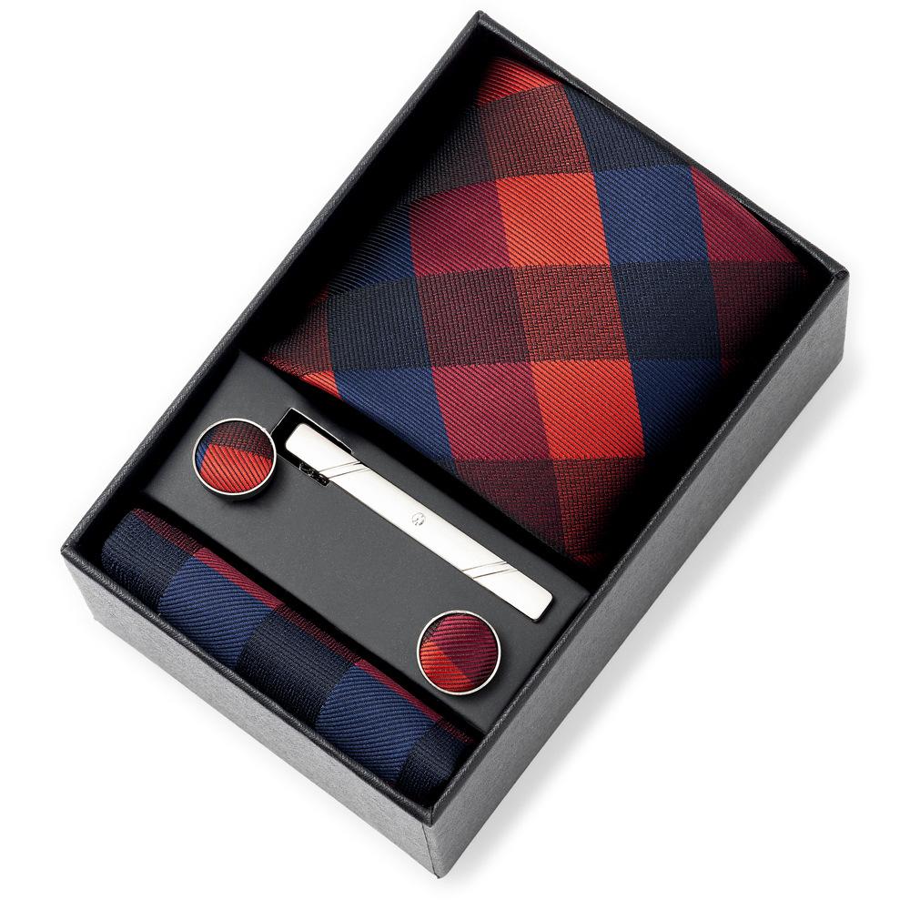 Men'S Tie Net Color Striped Jacquard Yarn Business Professional Tie Set Men'S Gift Box