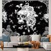 Black and White Gothic Tapestry for Bedroom Aesthetic,Skeleton Goth Witchy Tapestries Wall Hanging, Skull Floral Poster Backdrop