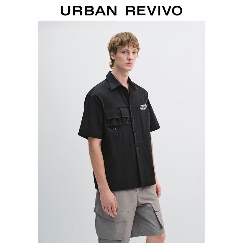 UR Men's Casual Color-block Letter Short Sleeve Shirt