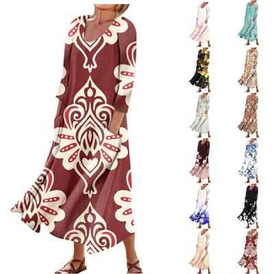 Rochie Pentru Femei Primavara Boho Casual Moda Rochie Maneca 3/4 Pentru Vacanta Marime Mari