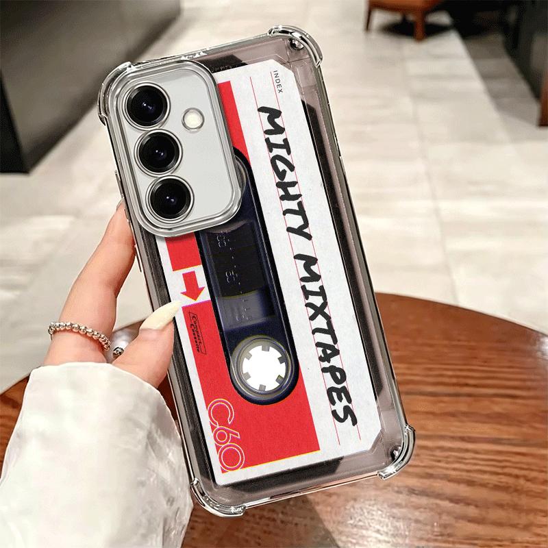 Vintage 90S Cassette Tape Pattern Plating Phone Case For Samsung A17 A07 A37 A57 A16 A56 A15 A55 A14 A54 A13 A53 A26 A36 A25 A35