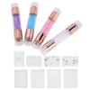 4Sets Manicure Art Stampers Silicone Stamp Pens Double Ended W Nail Seal Plate for Home Nail Salon