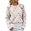 Women's Christmas Print Crewneck Long Sleeve Sweater for Fall Winter Casual Wear