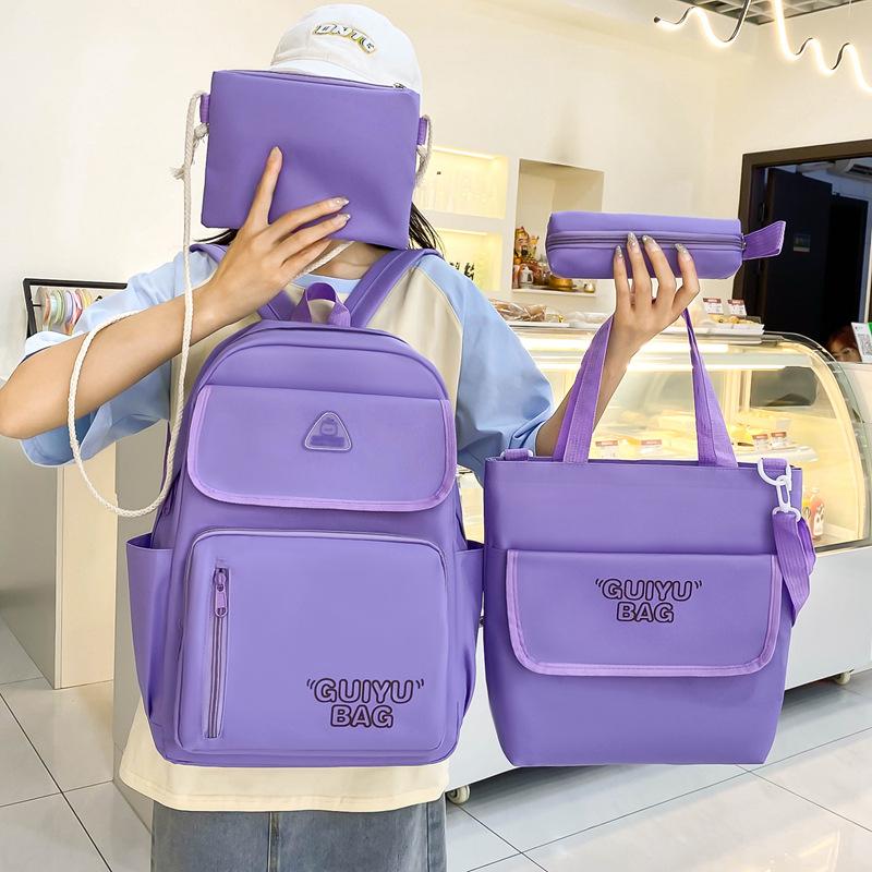 

Primary School Student Schoolbag Cram Bag Four Piece Set Korean Version Ins Girl Backpack Large Capacity Backpack