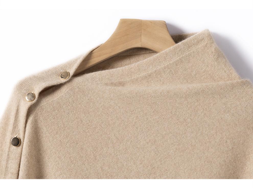 Cashmere Women's Loose-Fit Cardigan with Buckle - Cozy Autumn/Winter Shawl Scarf Coat
