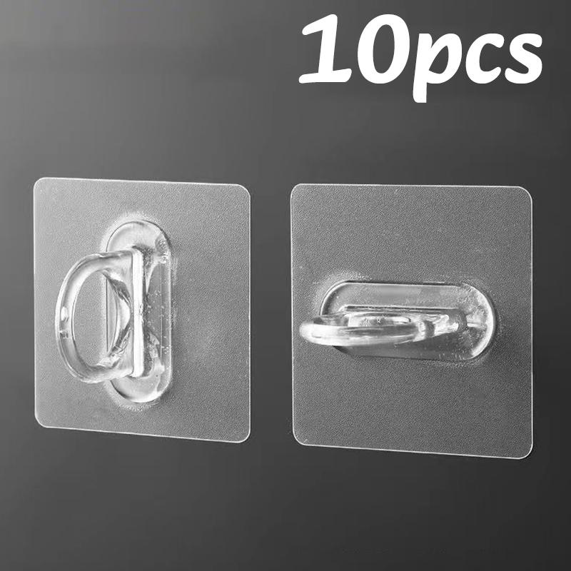 5-30pc Transparent Wall-Mounted Circular Hooks Multifunctional Storage Round Ring Hook Bathroom Home Hang Curtain Rod Bracket