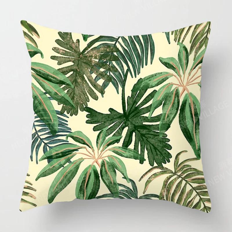 Nordic Fall Home Decor Autumn Throw Pillow Case Sofa Cushion Cover Modern 45X45Cm 45*45 50X50 60X60Cm 40*40Cm Leaf Plant Green