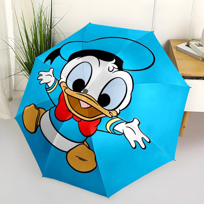 

Donald Duck Themed Automatic opening and closing folding umbrella, 8 rib windproof, compact travel design, suitable for all occasion | Fashi