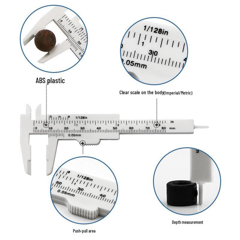 0-80mm Double Scale Vernier Caliper Plastic Wenge Student Measuring Tool